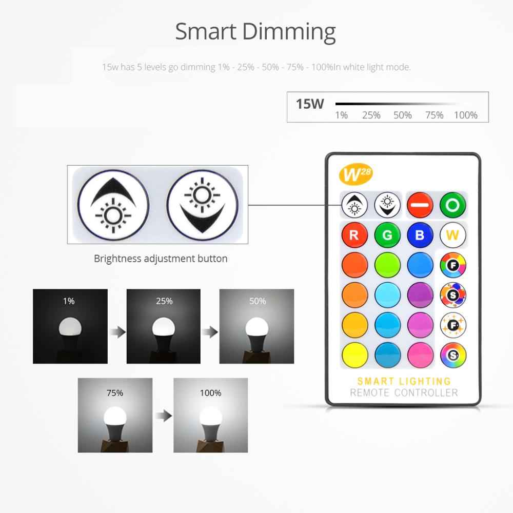Rgb  e27 led pære smart lys dæmpbar rgbw rgbww bombillas led pære udskiftelig trådløs bluetooth smart pære ampul