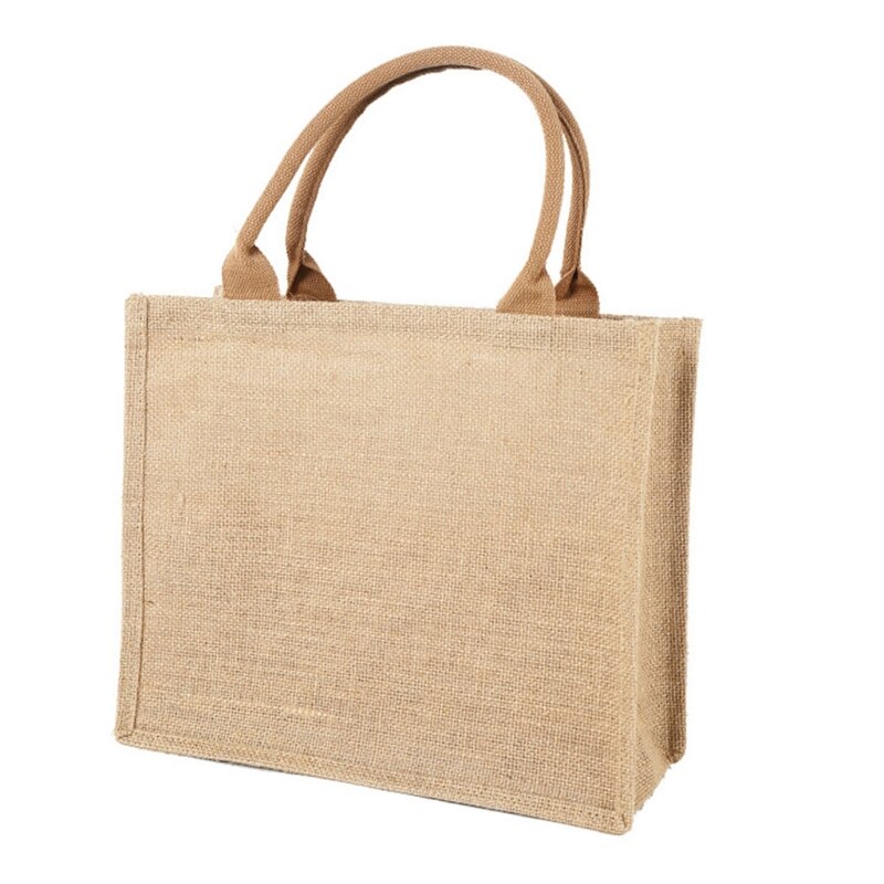 Jute Jute Tote Grote Herbruikbare Boodschappentassen Met Handvatten Vrouwen Boodschappentas Strand Picnic Travel Organizer