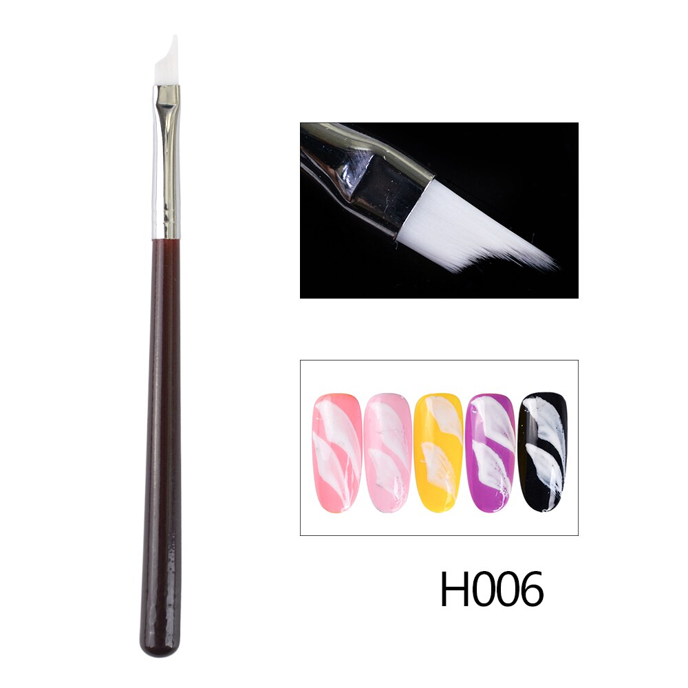 Stz 1 stk uv gel polish tegning maleri negle pensel 8 type moon smile gradient blomst børster manicure salon negle pen  #h001-008: H006