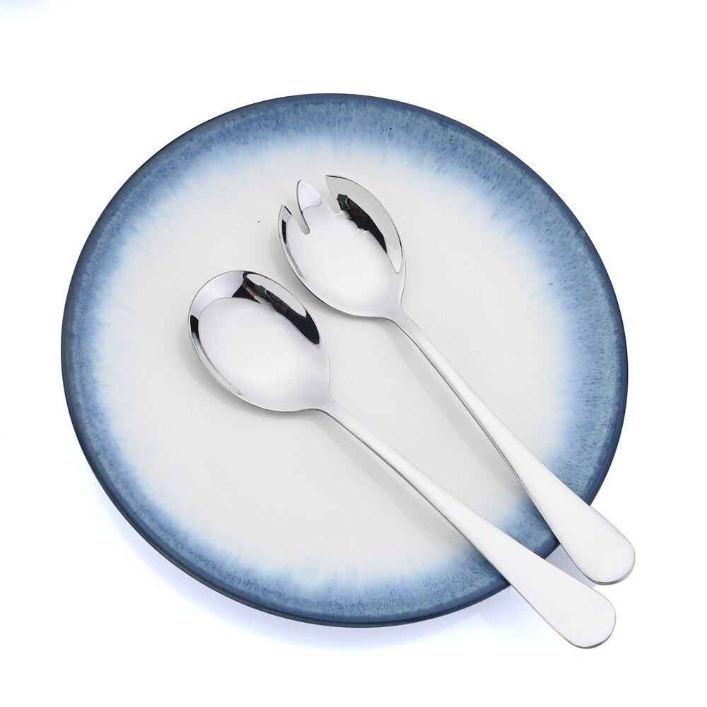 Blue Salad Spoon Fork Serving Spoon Set 2PCS Salad Spoon Stainless Steel Cutlery Set Spklifey Mirror Colorful Unique Spoons