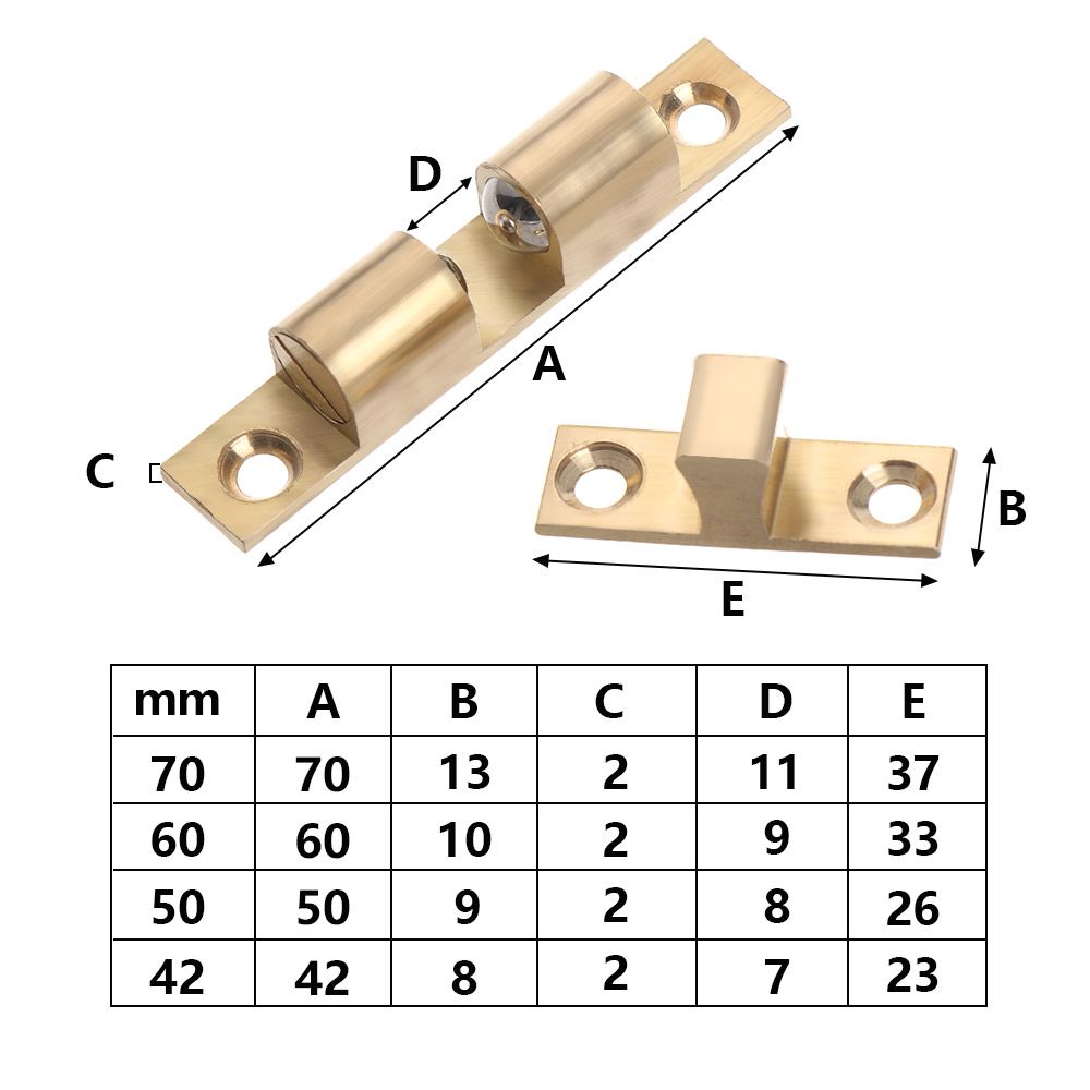 42/50/60/70mm Brass Cabinet Catches Wardrobe Stopper Door Lock Buckle Furniture Hardware Damper Buffer Inner Locks Switch Closer