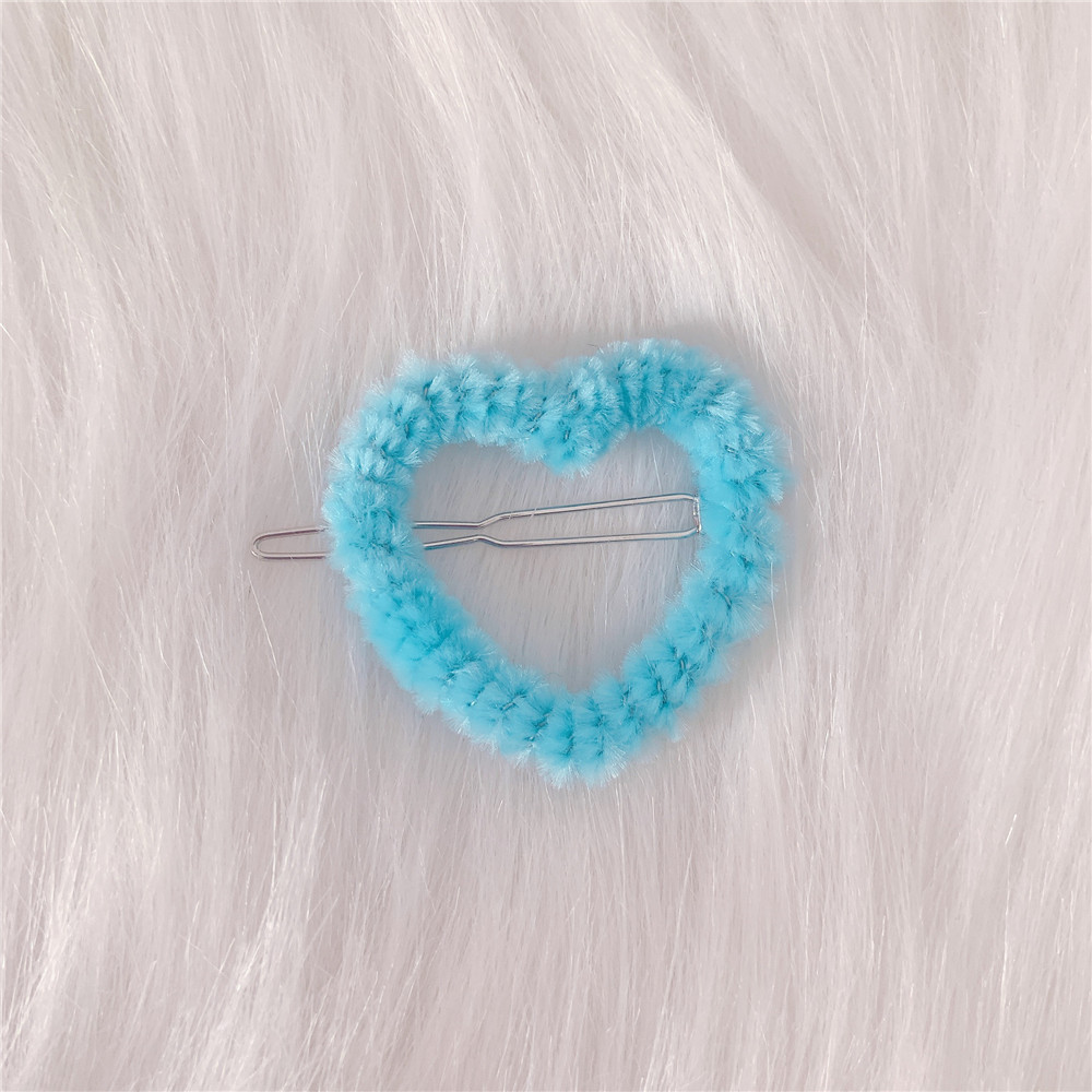 Kolorowe pluszowe niewypełnione serce Out spinki do włosów dla kobiet dziewczyna śliczne Harajuku Vintage akcesoria do włosów prezenty oświadczenie Trendy biżuteria: blue 2