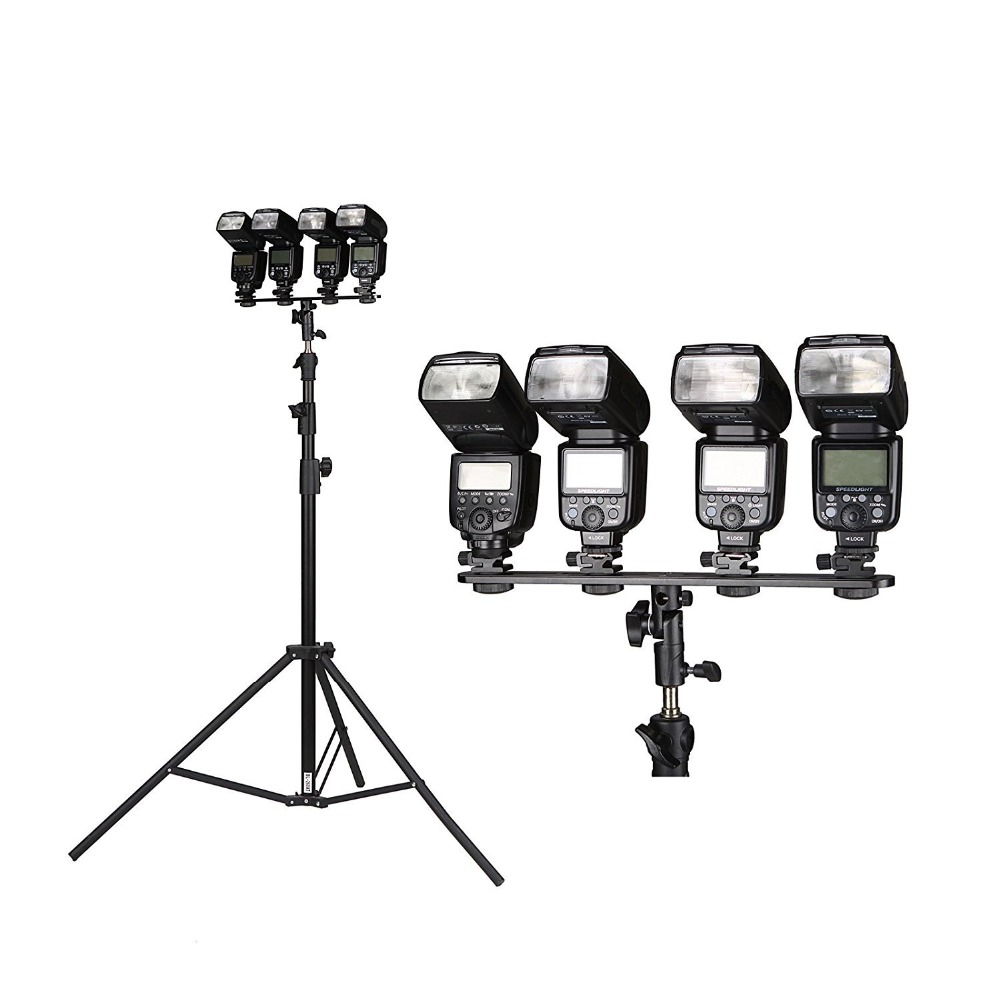 Quatre jumeaux quatre chaussure Speedlight support support support pour Canon Flash lumière lampe pivotante ampoule avec prise parapluie