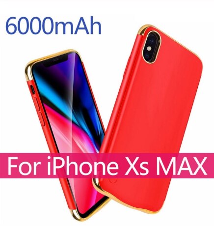 3500/6000mah Battery Charger Case For iPhone 6 6S 7 8 XS Max External Backup Battery Case Power Bank Charging Case Cover: For XS Max Red