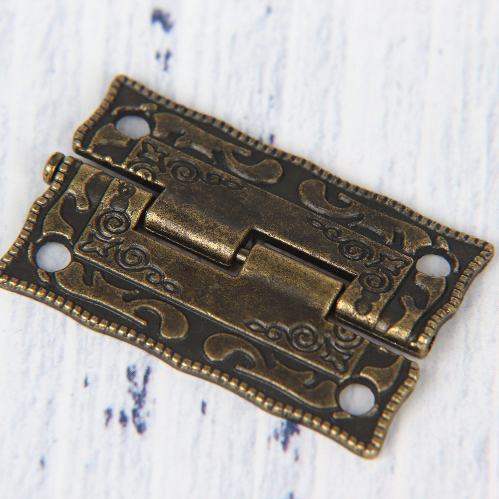 4 stks Praktische Antiek Brons Kastdeur Lade Scharnieren Sieraden Houten Doos Decoratie Accessoires Voor Meubels Hardware