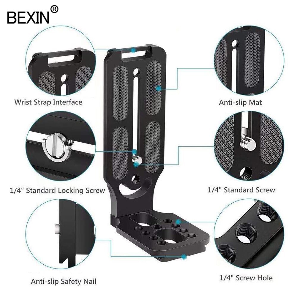 BEIXN Vertical Shot L Plate Dslr Camera Quick Release L Plate Mount Bracket For Canon Nikon Sony and Arca Swiss Tripod Ball Head