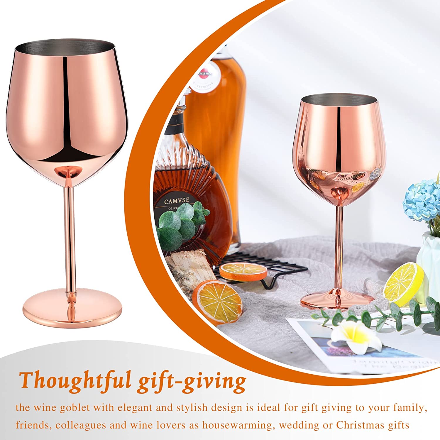 Copas de vino irrompibles, Conjunto de 6 4/2 copas de vino para exteriores, Copas de boda grandes, copas de vino negro, cristalería pulida