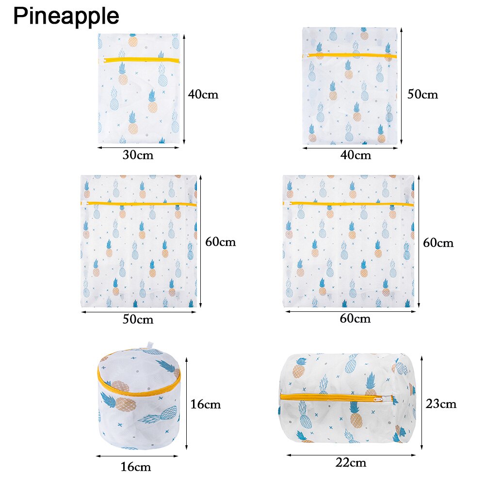 Washing Machine Pouch Pineapple Cactus Printing Zippered Mesh Laundry Bag Polyester Bags For Underwear Sock Pouch Clothes Bra