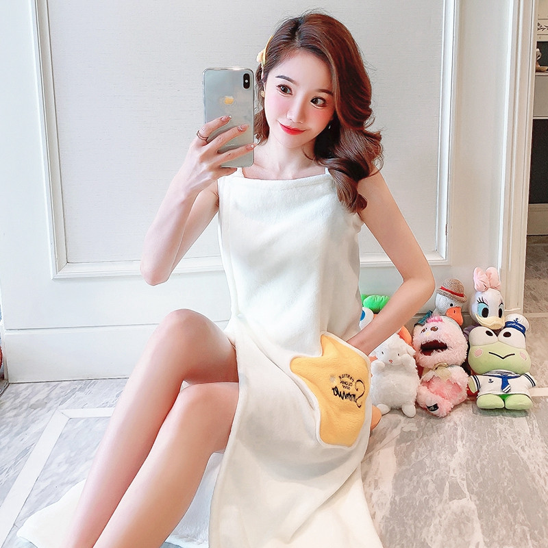 1Pcs Kan Dragen Badhanddoek Drank Verslaafd Coral Wol Sling Bad Rok Badjas Zachte Pakket Borst Meisje Microfiber Handdoek