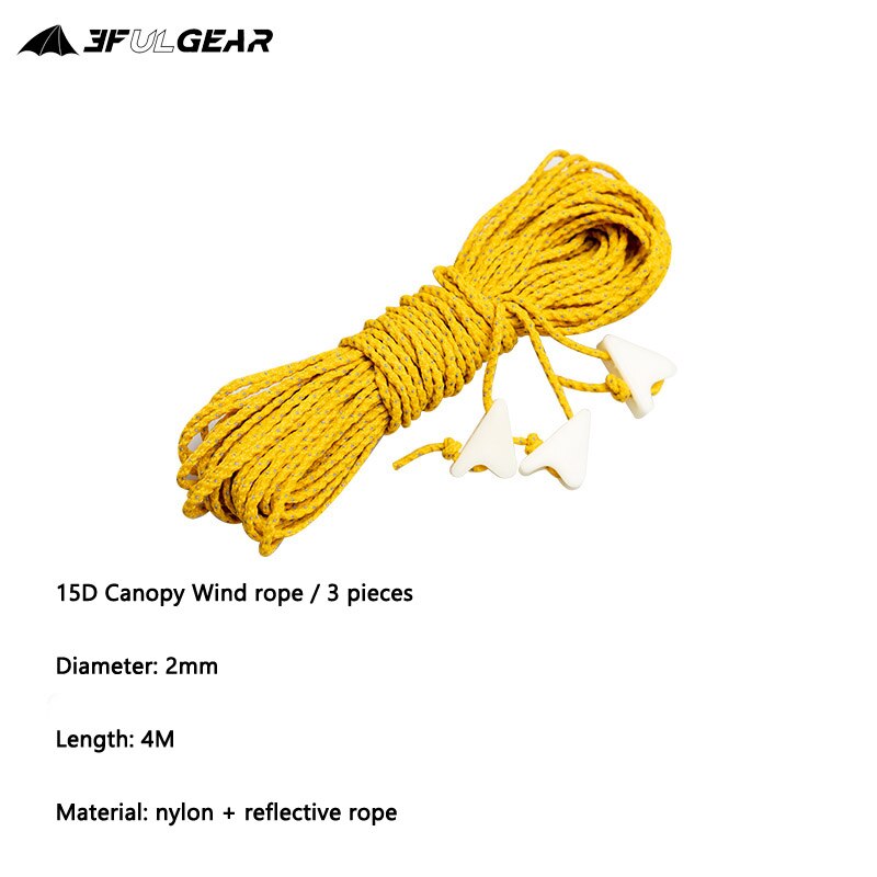 3F UL GEAR – corde à vent pour tente de Camping, 2mm de diamètre, 20m: 15D rope 3 pieces