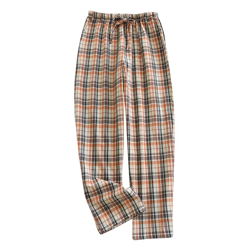 Plaid Home Pants for Men Loose Pajama Cotton Man Sleep Bottoms Clothes Pajamas Men's Trousers Sleepwear Lounge Underwear: color 2 / M