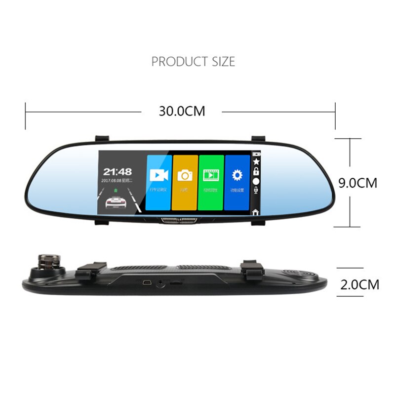 Miroir de rétroviseur écran tactile | Double objectif HD 7 pouces, pour la conduite de voiture avec Image d'inversion DVR, caméra voiture Full HD