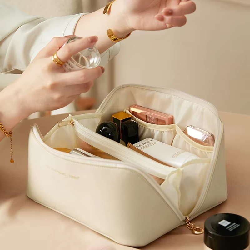 Neceser de viaje para mujer, caja de cosméticos impermeable de PU, organizador de maquillaje de gran capacidad, bolsa de de artículos de tocador para el día de la madre