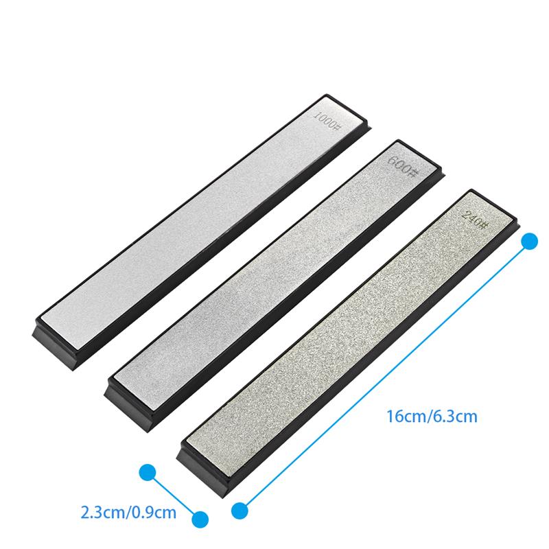 240 600 1000 3 pçs/set grit diamante faca sharpener ângulo de afiação pedra amolar profissional faca sharpener ferramenta barra