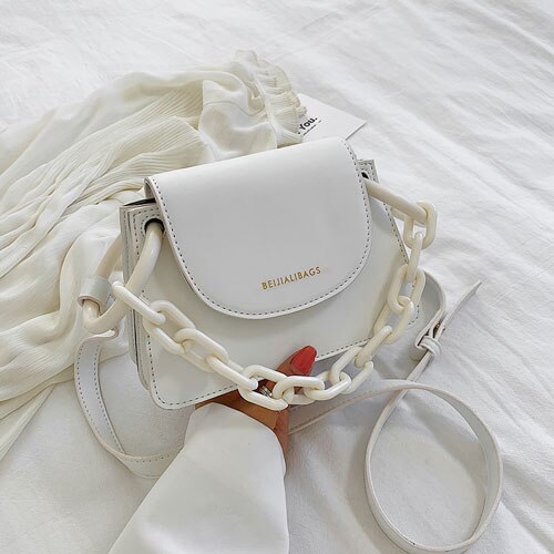 Women`s Shoulder Messenger Bag Pu Leather Crossbody Bags for Women Solid Ladies Hand Bags Sac A Main: White
