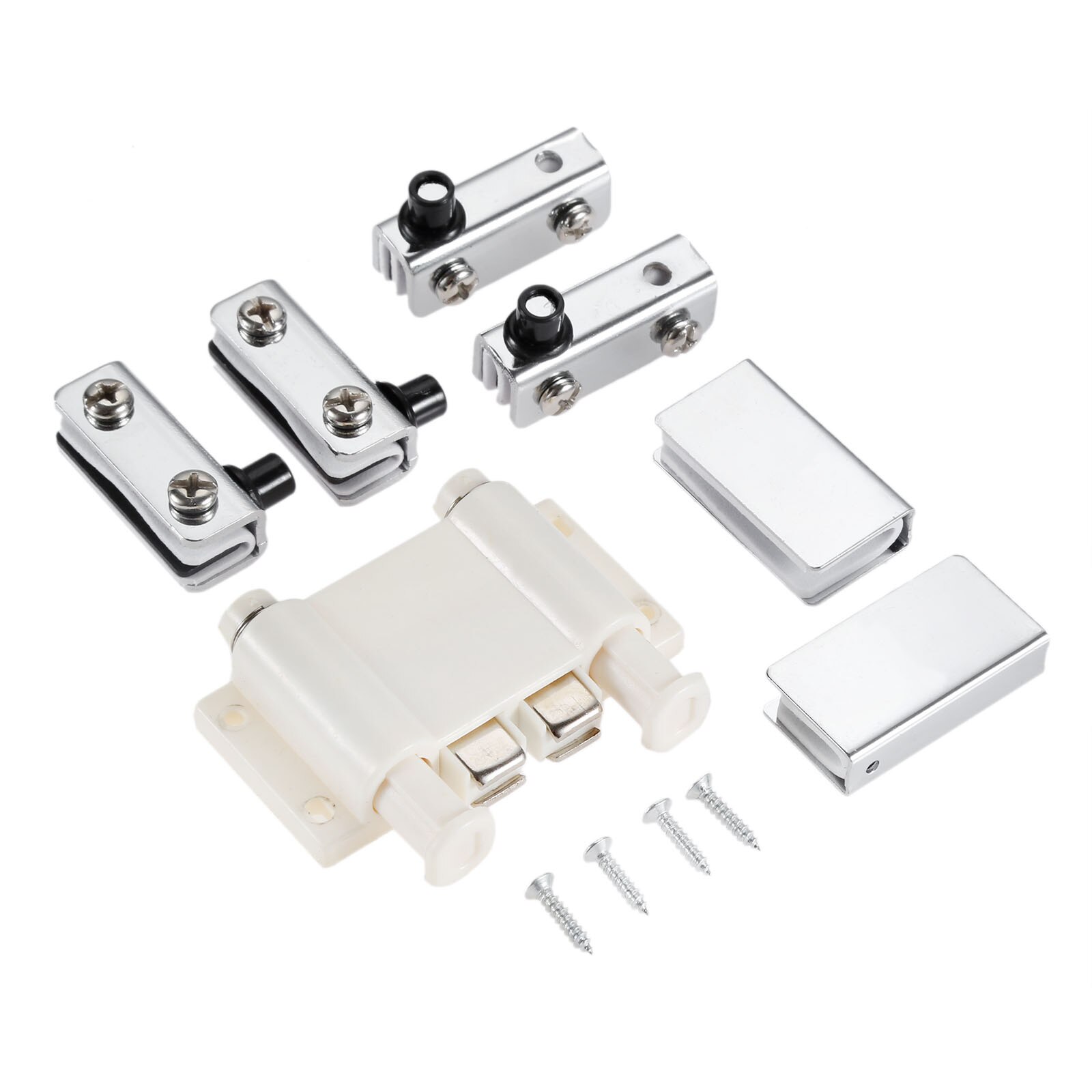 DRELD Stainless Steel Glass Door Pivot Hinge Double Head Magnetic Catch Set For 5-8Mm Thickness Glass Door