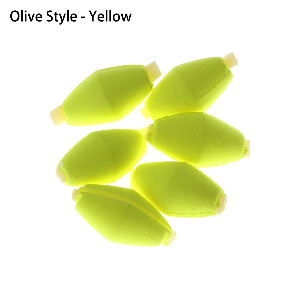 6 stk/sett snap-on fluefiske bobbers flytebøye streik indikator oval fiske flyter perler karpe fiske tilbehør: Oliven stil - gul