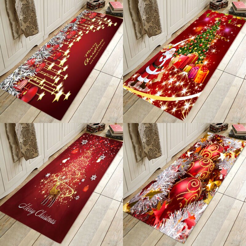 Tapis de noël antidérapant 8 Styles 5 tailles | Tapis de sol imprimé de noël père noël, tapis pour fête, décoration de noël pour la maison