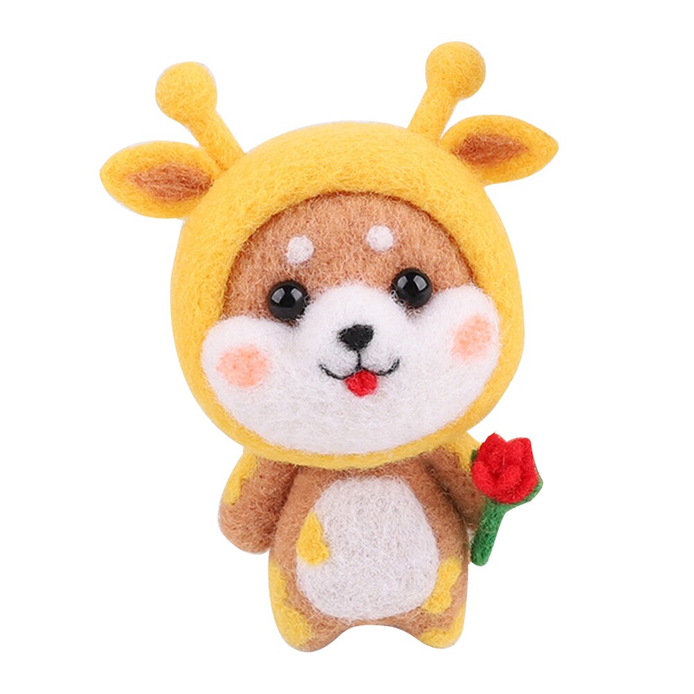 Paquete de fieltro artesanal, Kit de Material de aguja artesanal de fieltro de lana para muñeca de perro pokeed, juguete hecho a mano no terminado, traje artesanal de fieltro: Giraffe
