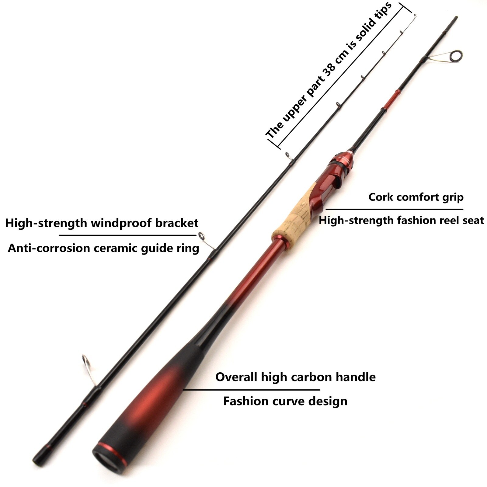 1.83 M Fishing Rod M Power Lure Rod High Carbon Black Fish Bass Fishing Rod Fishing Gear Surf Fishing Rod