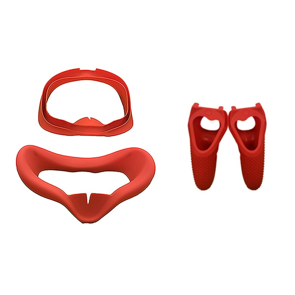 ​ Unisex Anti-leakage Light Blocking Eye Cover Soft Anti-sweat Silicone Eye Mask Cover for Oculus Quest: red-3pcs set