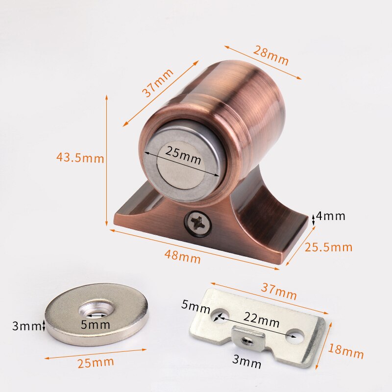 SSMX imán de neodimio Tope de puerta 304 Acero inoxidable fuerte suelo magnético succión Mini Tope de puerta muebles Hardware: Red bronze