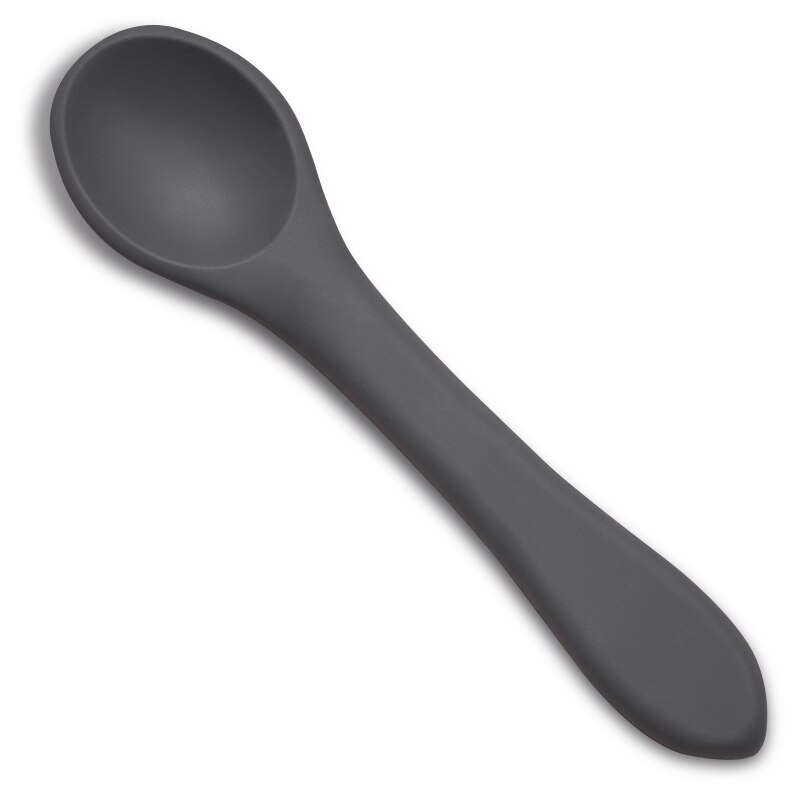 Certyfikat FDA niemowlę silikonowy podajnik łyżka przenośna łyżeczka robić herbaty dla dzieci chłopcy Girlsd jednolity kolor żywności łyżka maluch sztućce: ciemny szary