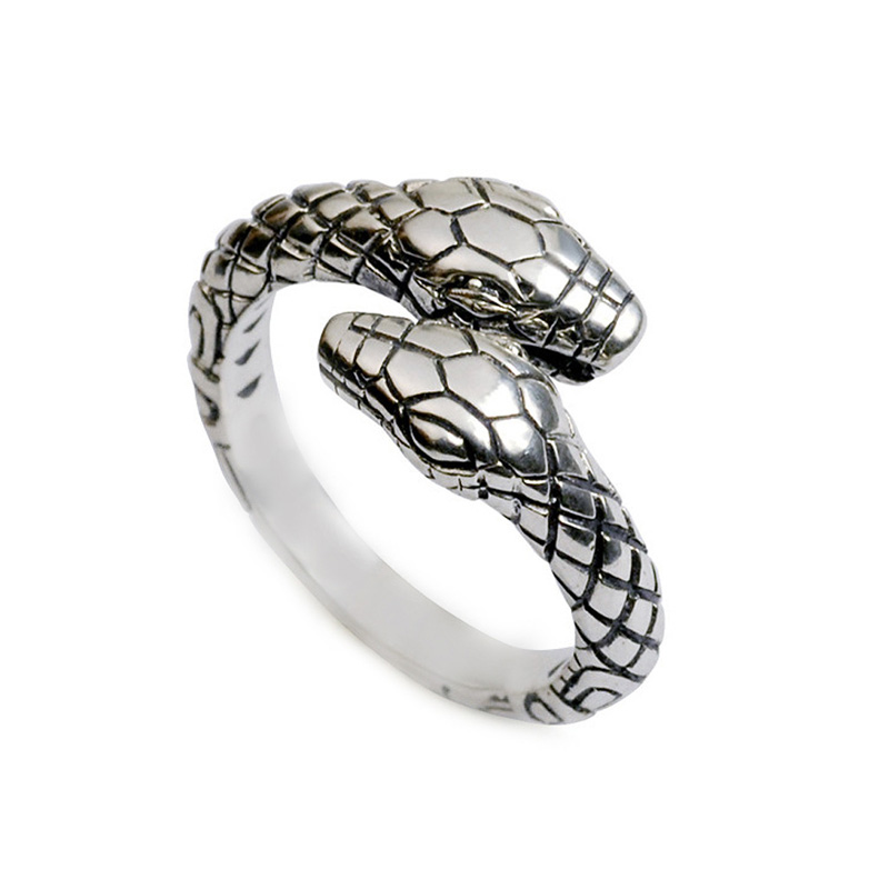 Retro Punk Snake Ring Voor Mannen Vrouwen Overdreven Antieke Siver Kleur Opening Verstelbare Ringen: H1