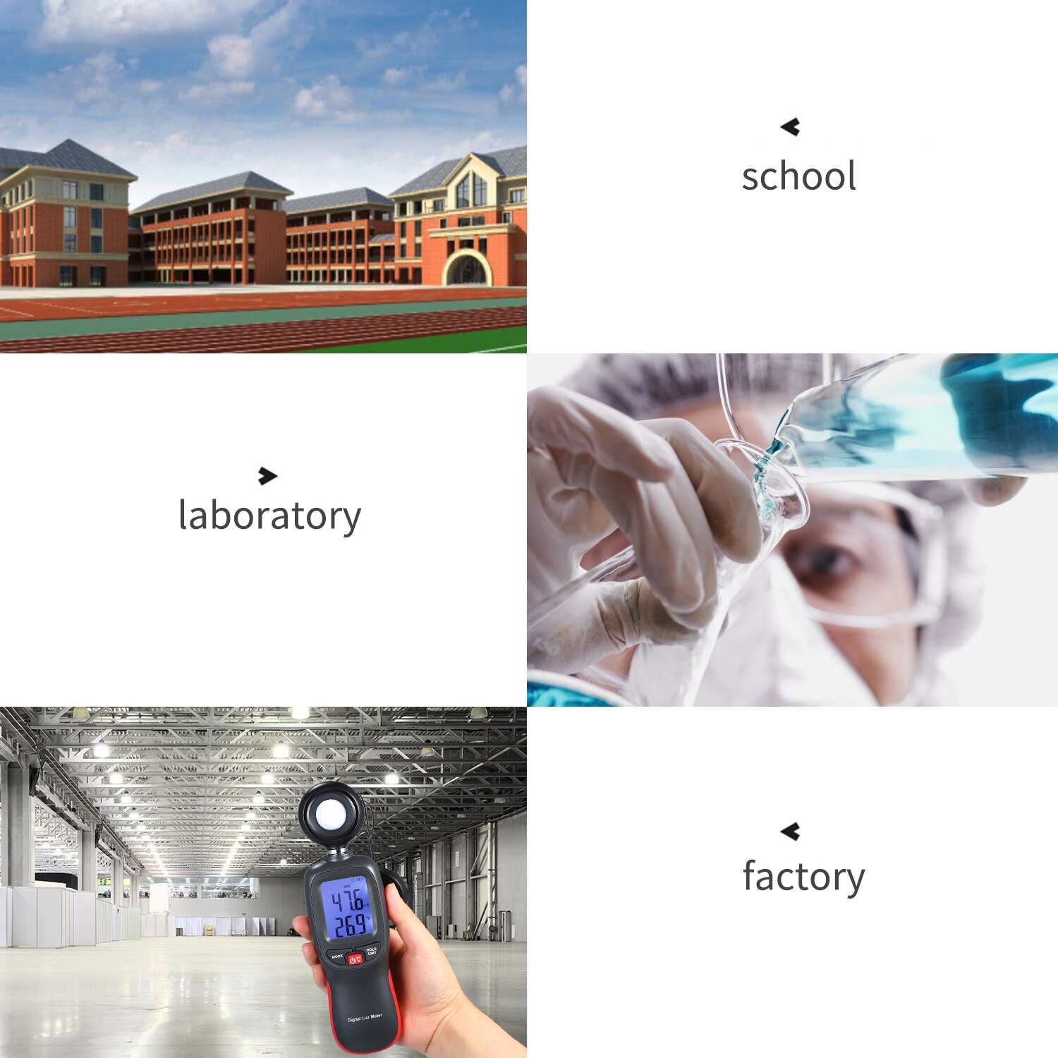 Digital Luxmeter LCD Display Handheld Illuminometer Photometer Luxmeter Light Meter 0-200000 with Max/Min/Data Hold Mode