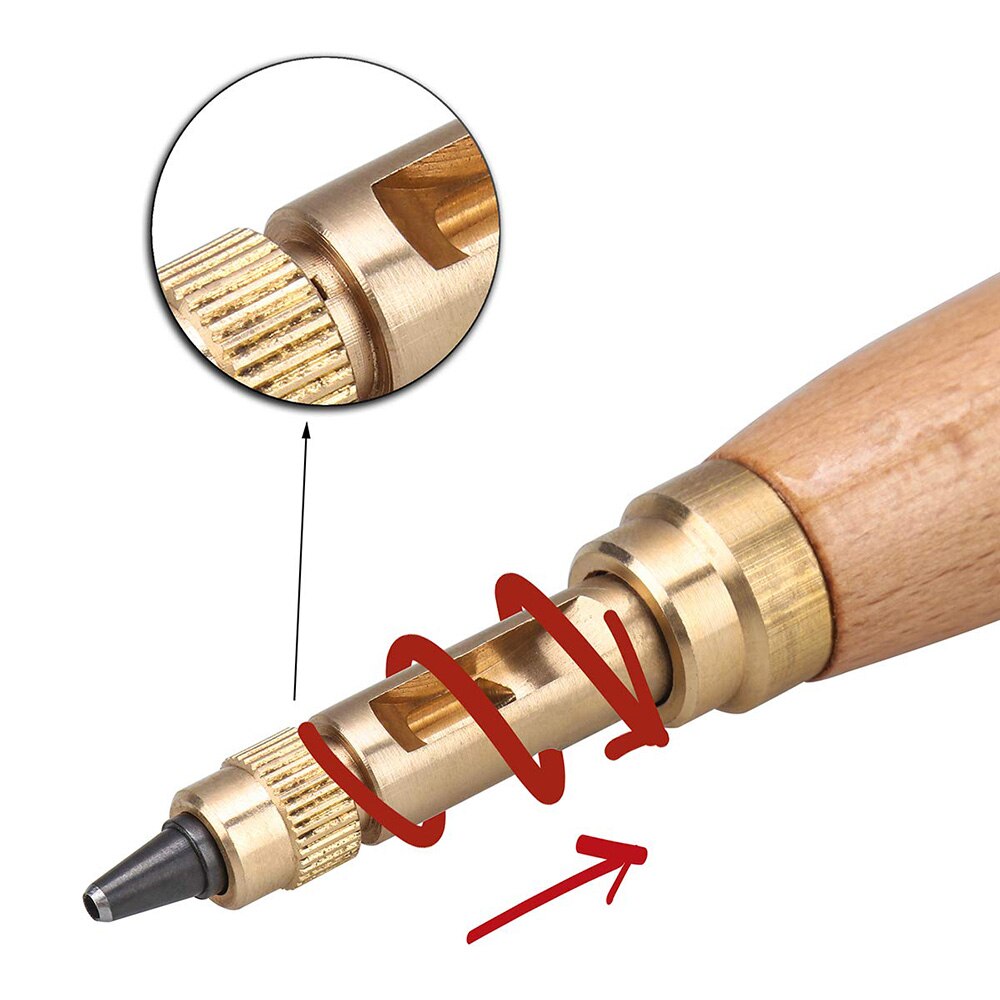 Cinturones automáticos de tornillo a golpe, punzonadora rotativa silenciosa de acero, orificios de cinturón, herramientas artesanales de cuero, cortador de agujeros, 6 puntas, 1,5