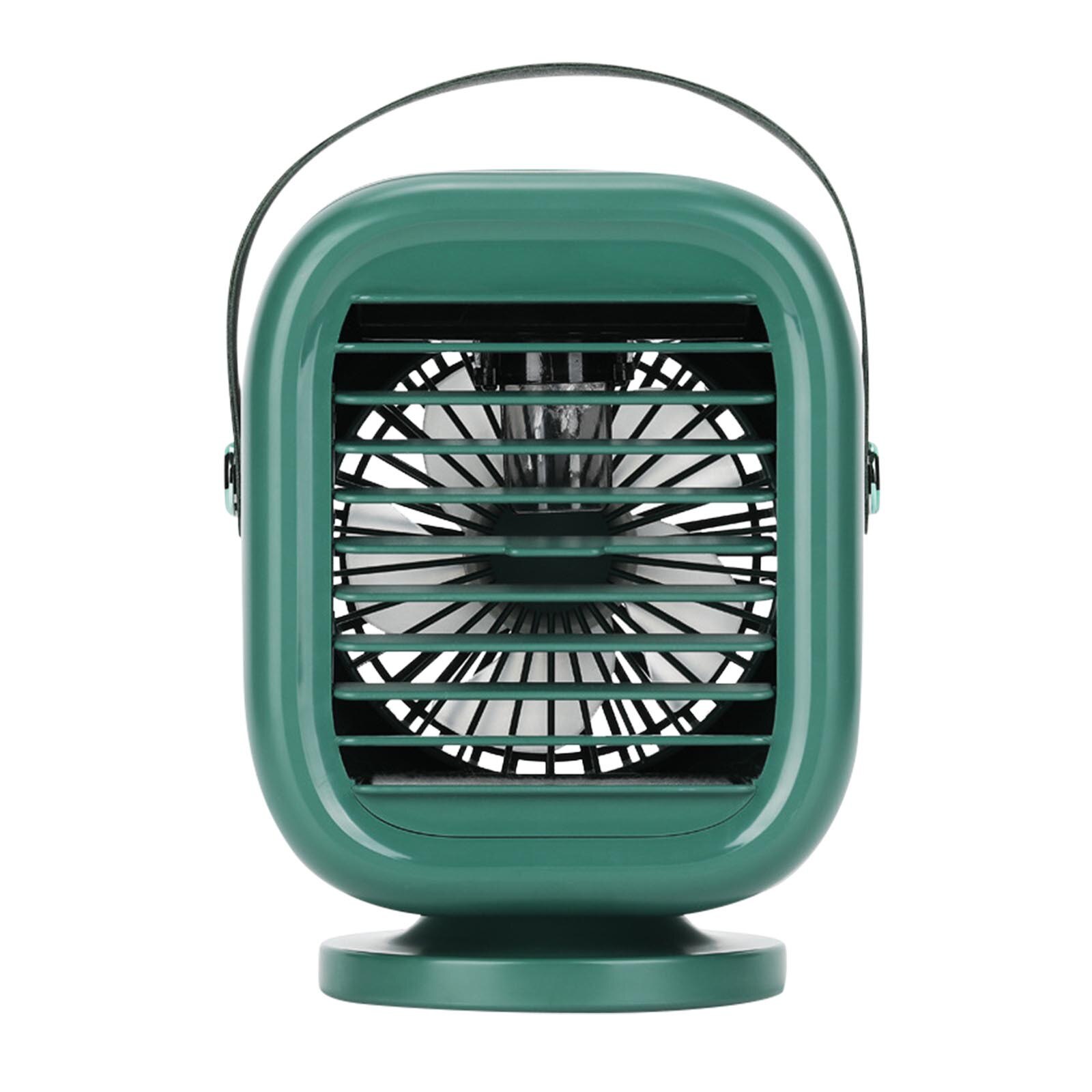 Portable USB Desktop Water-Cooled Moisturize Fan 3 Speed With Atmosphere lLight Left Right 120° Electric Rotation Shaking Head: Green  