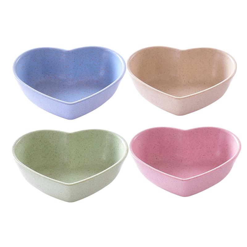 4 Uds. De platos para salsa con forma de corazón, cuencos para inmersión, paja de trigo, salsa de soja, Mini plato de vajilla, plato para condimentos para pasta, Ja