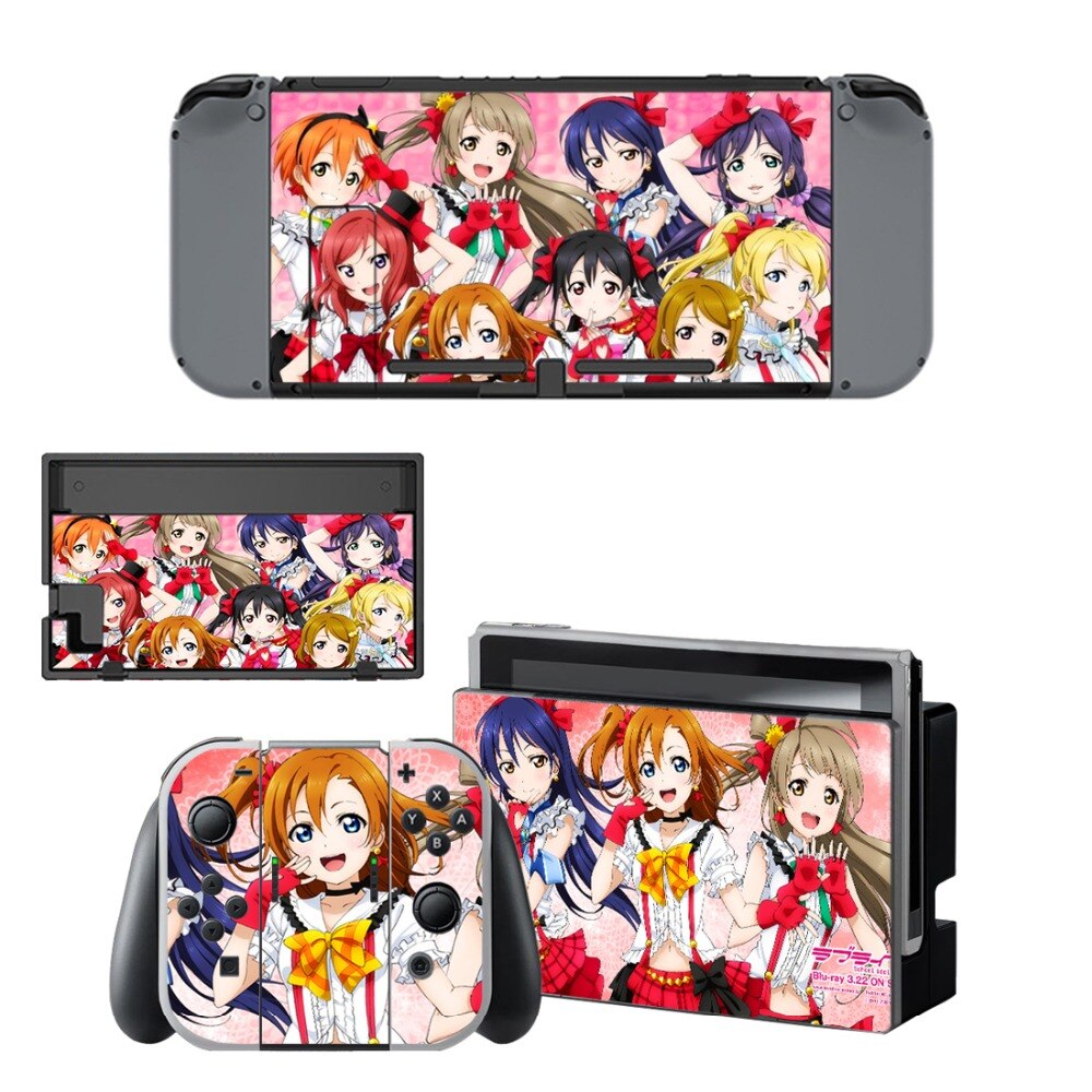 Anime Cute Girl Lovelive Decal Vinyl Skin Sticker for Nintendo Switch NS Console+Controller+Stand Holder Protective Film