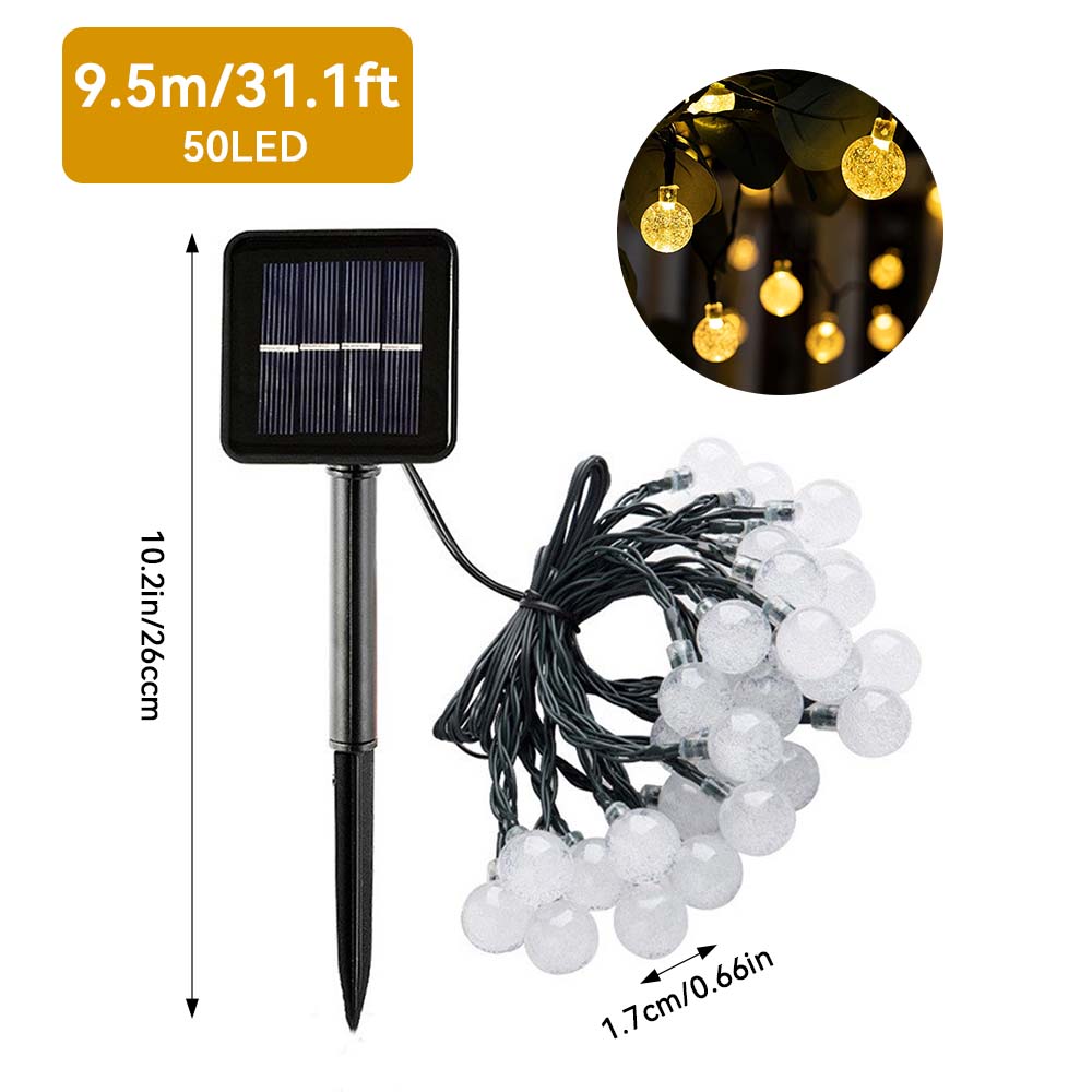 1pc soldrevne boblekugle led-lyskæder 20 led /30 led /50 led vandtæt udendørs havekorridor gårdspladsdekoration: Orange