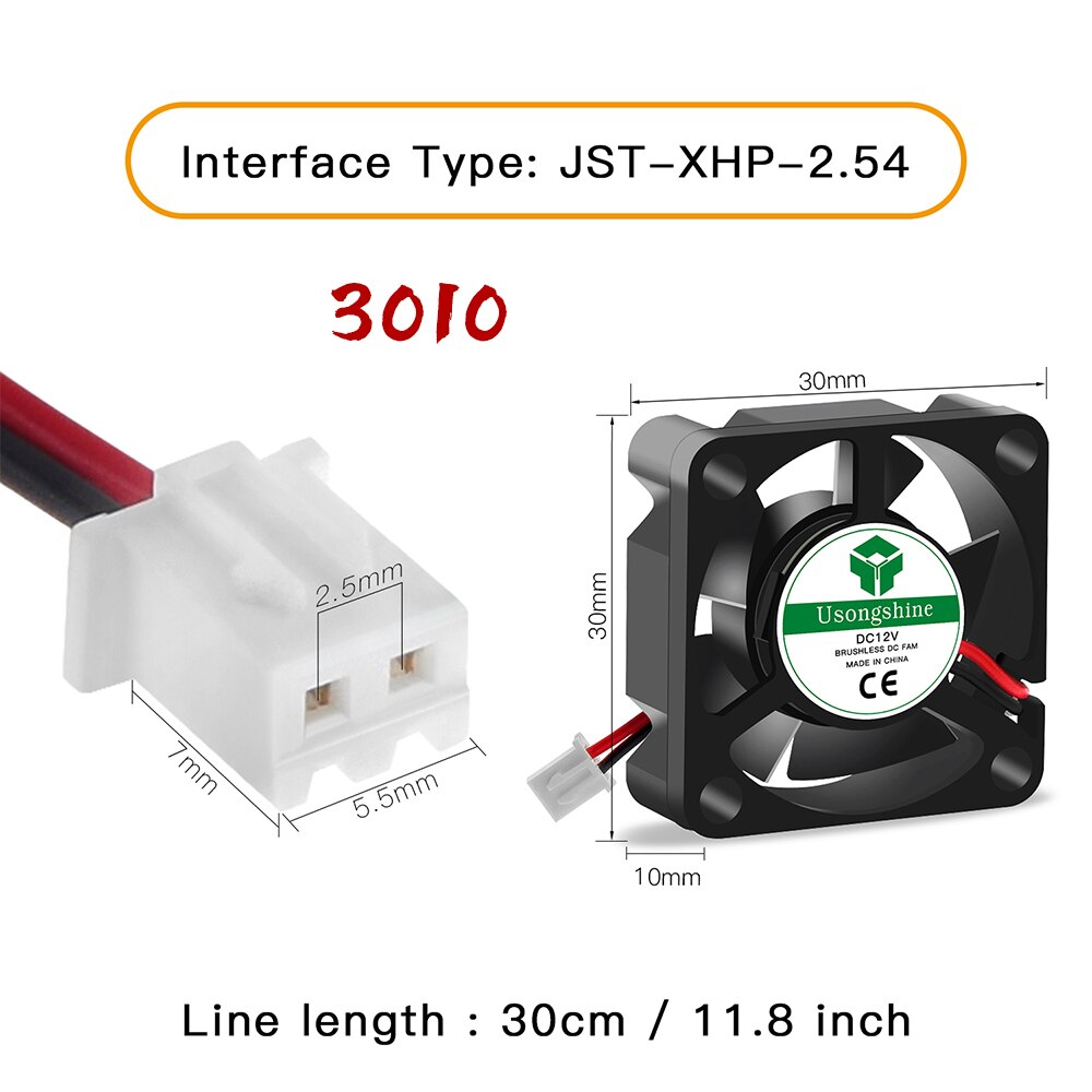 3010 4010 4020 5010 5015 5V 12V 24V ventilateur Turbo de refroidissement pièces d'imprimante 3D sans brosse 2Pin pour extrudeuse ventilateurs de refroidissement cc