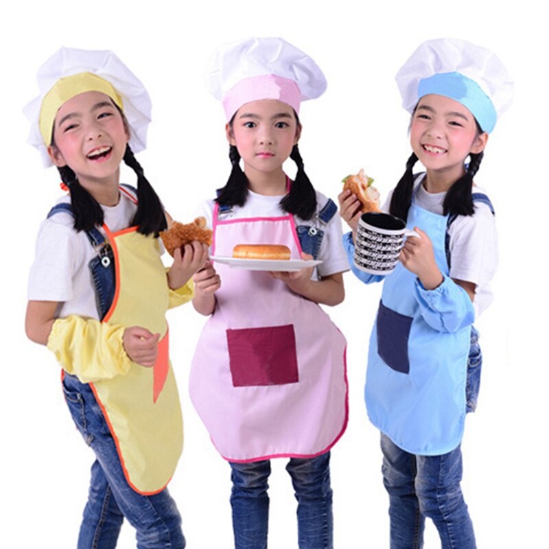 Children Front Pocket Bib Apron Kid Boys Girls Apron Kitchen Child Craft Kids Apron Child Painting Cooking