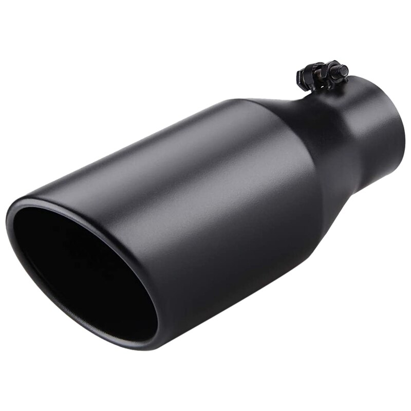 Exhaust Tip 3 Inch Inlet 5 Inch Outlet 12 Inch Overall Length Bolt on Stainless Steel Black Exhaust Tailpipe: Default Title