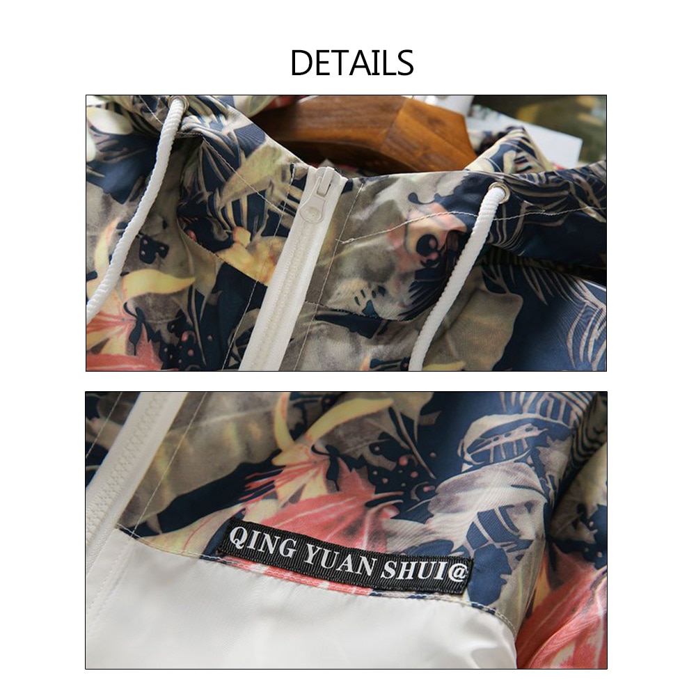 Imprimé fleuri automne femmes Bomber veste coupe-vent casual fermeture éclair femmes vestes à capuche en vrac léger Kurtki Damskie