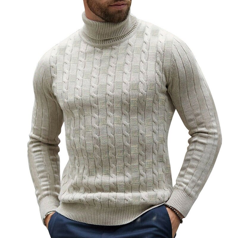Herre vinter høst varm genser twist strikket high roll turtle neck genser casual herre strikke topper pluss størrelse 2x