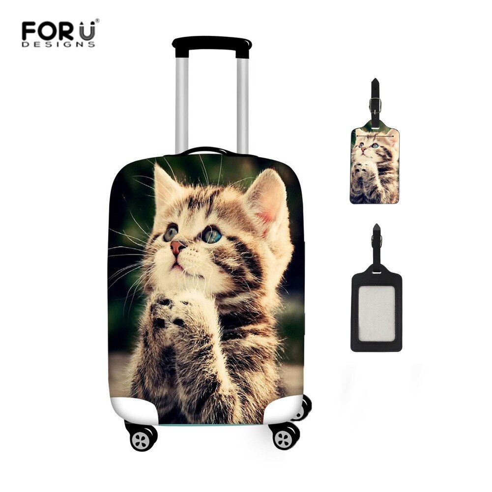FORUDESIGNS Suitcase Cover - Elastic, Waterproof, Dustproof - Cute Cat Animal Print - S/M/L/XL Sizes: H5416-2pcs / L