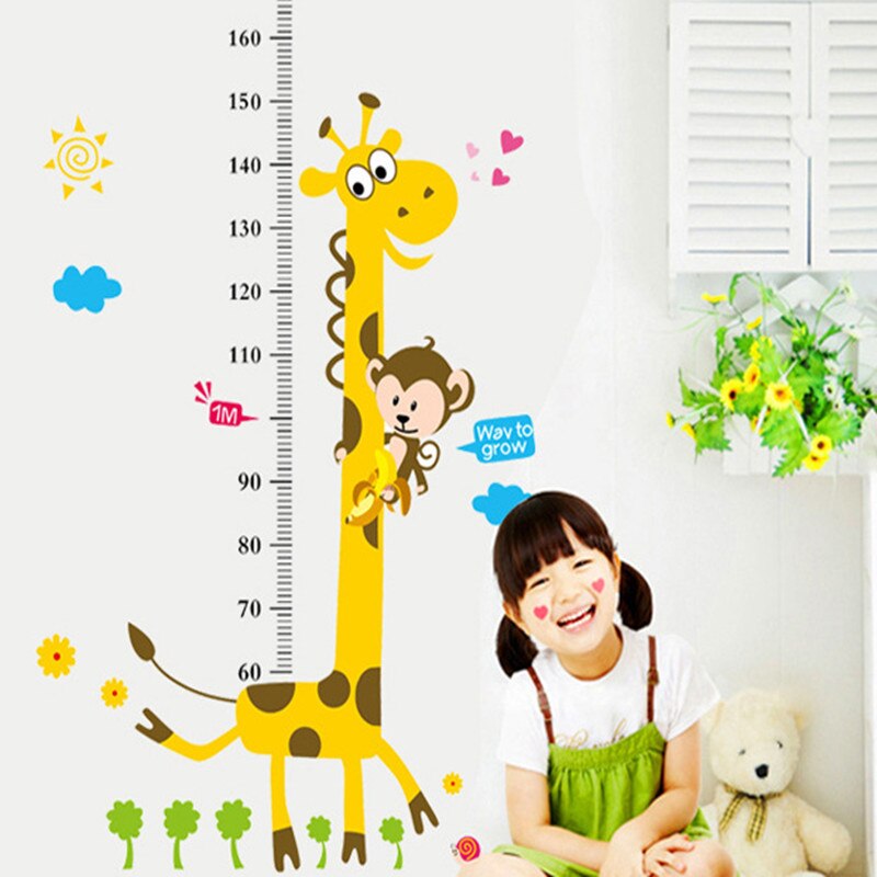 Muurstickers voor kinderkamers, giraffe, meetlat, muursticker, poster, kamerdecoratie, cartoon, muurstickers