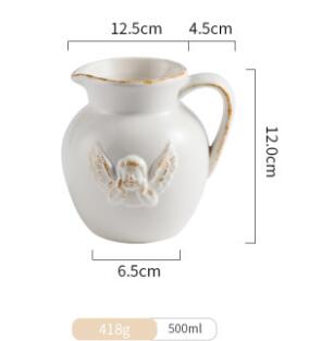 Antieke theekopjes porseleinen theepot drinkgerei theeserviezen melk koffiekopje wit retro afwerking reliëf engel rendier kerst: A4