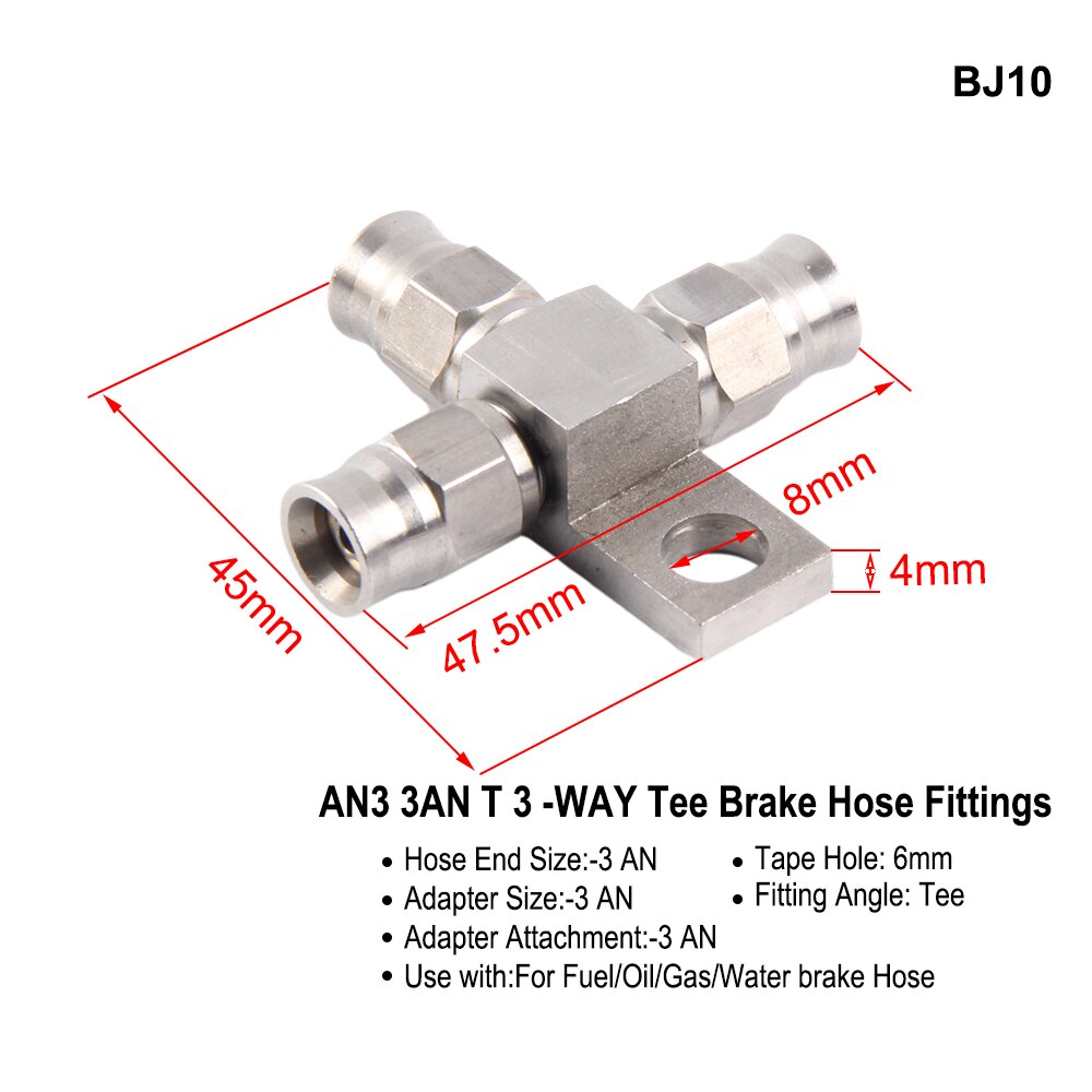 AN3 Motorcycle Motor Bike Hydraulic Brake Oil Hose Line Banjo Fitting m10x1 stainless Steel 10mm: BJ10