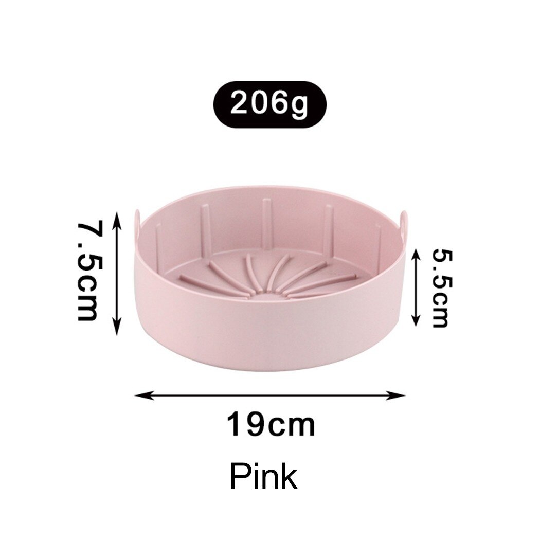 Freidora de aire de silicona, olla cuadrada, accesorios para hornear pan, pollo frito, Pizza, parrilla, bandeja de horno de repuesto para freidora de aire: Pink 19cm
