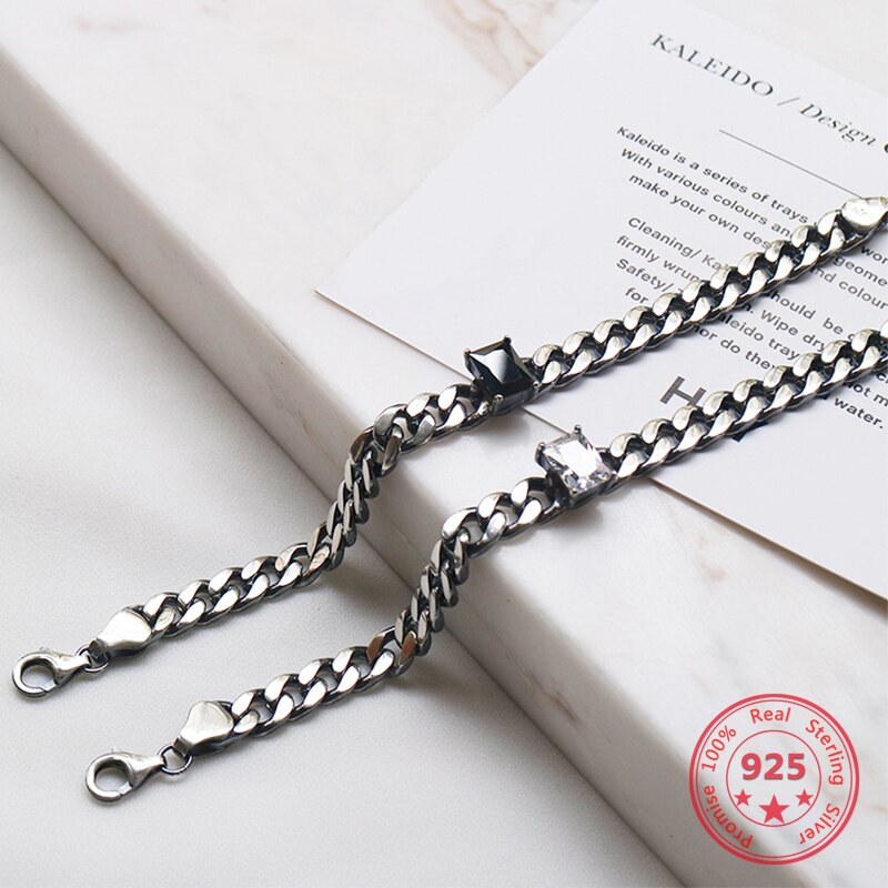 Verkoop 100% 925 Zilveren Korea Stijl Eenvoudige Trendy Link Chain Armbanden Sieraden voor Vrouwen