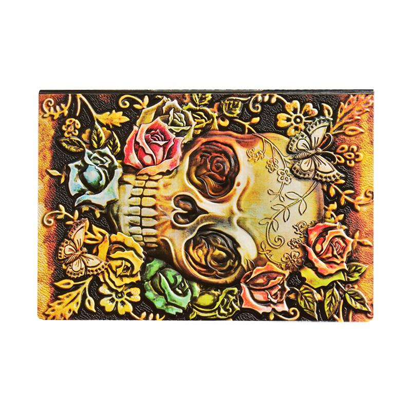 Embossed Skull Pattern Diary Notebook Hardcover PU Notebook Vintage Halloween A5 Diary Book (Random Style)