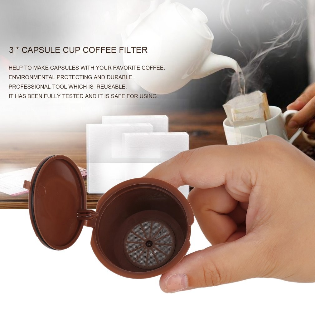 3 stk/sæt kaffe genanvendelige kapsler kop kaffe filter kurve køkken genopfyldelige pods maskiner filter kopper værktøj