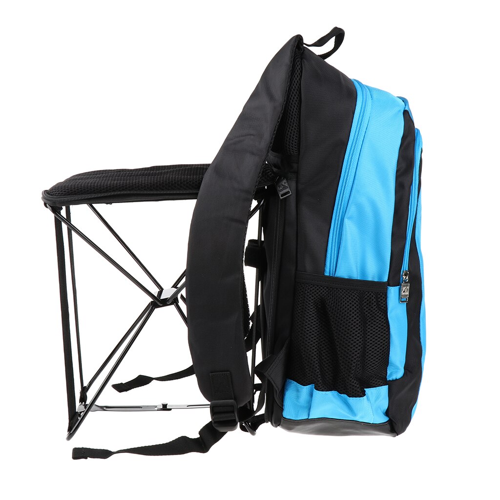 47L Lightweight Outdoor Travel Backpack with Back Built-in Folding Chair Travel Rucksack Outdoor Sports Climbing Bag: blue
