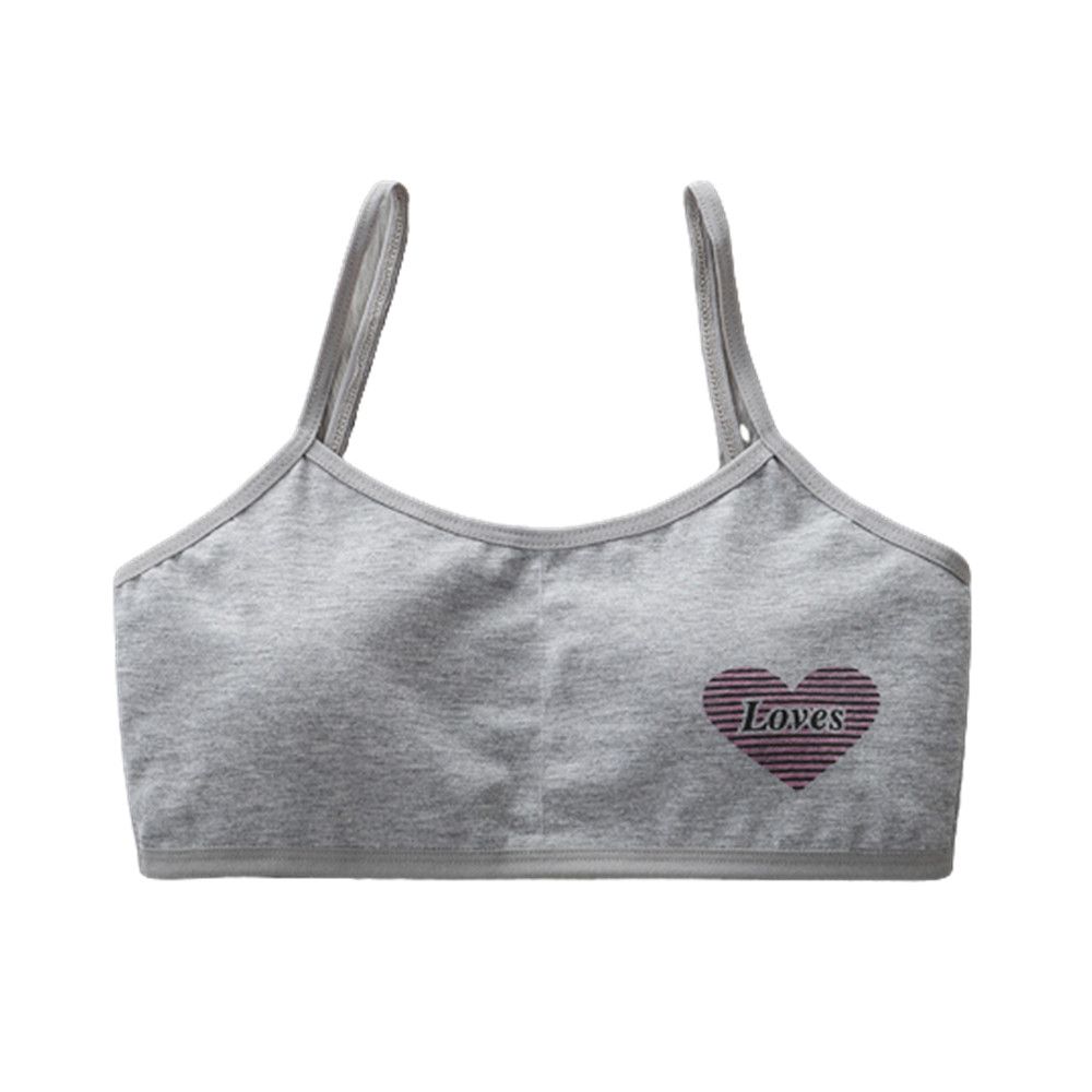 10-15 Years Old Kids Underwear Bra Girl Cotton Clothes Cute Camisole Children Vest Heart Baby Bra Kids Tank Top: grey