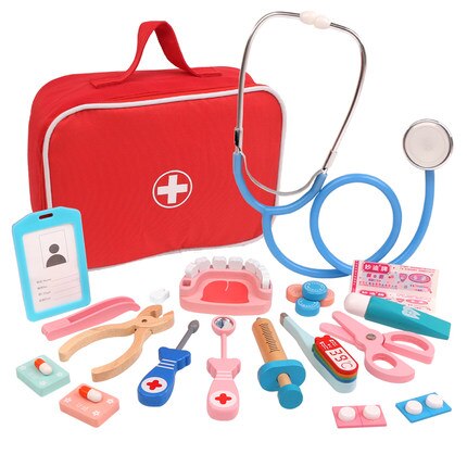 Træ foregive leg hospital læge uddannelse legetøj til børn simulation medicin kiste sæt til børn interesse udvikling: -en